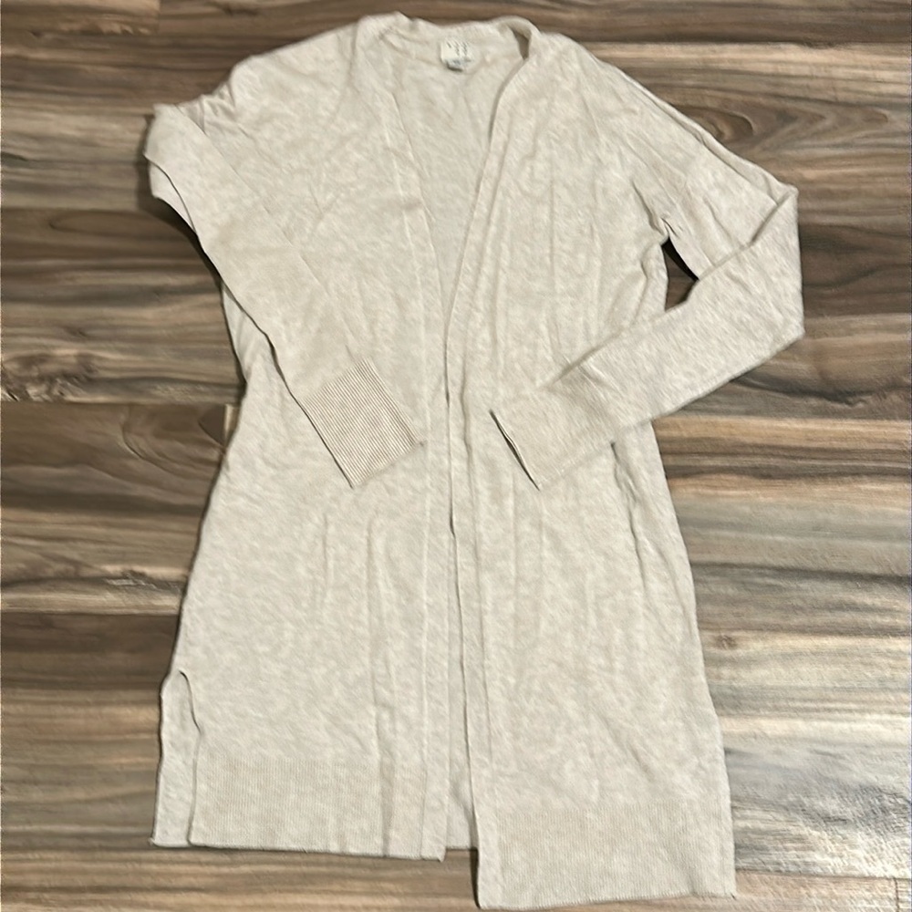 A New Day Heathered oatmeal longline cardigan size XS NWOT